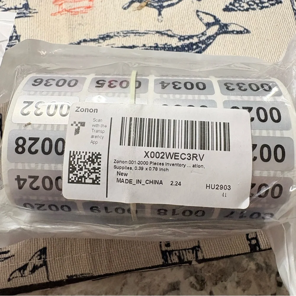Zonon Black and White Inventory Labels-0001-2000 -NEW